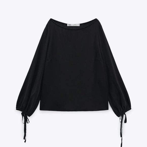 Zara Tops New Zara Flowy Blouse Limited Edition Black Ref 96347